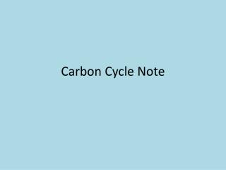 Carbon Cycle Note