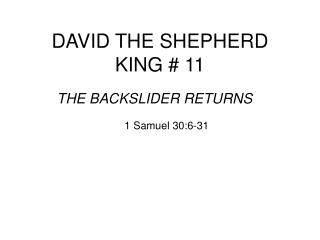 DAVID THE SHEPHERD KING # 11