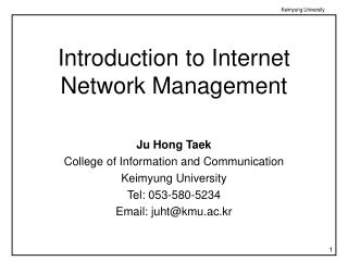 Introduction to Internet Network Management