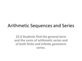 Arithmetic Sequences and Series