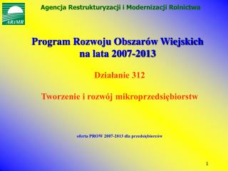 Program Rozwoju Obszarów Wiejskich na lata 2007-2013