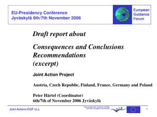 Draft report about 		Consequences and Conclusions 		Recommendations 		(excerpt)