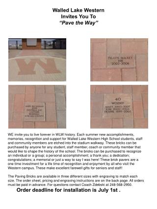 Walled Lake Western Invites You To “Pave the Way”