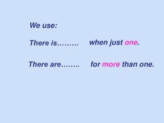 We use: There is………