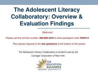 The Adolescent Literacy Collaboratory: Overview &amp; Evaluation Findings