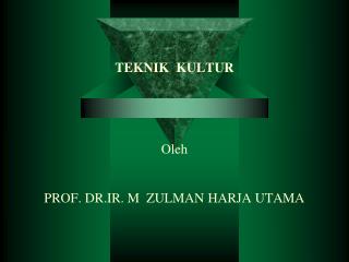 TEKNIK KULTUR Oleh PROF. DR.IR. M ZULMAN HARJA UTAMA