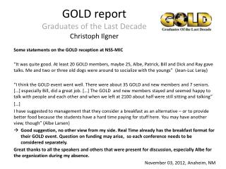 GOLD report Graduates of the Last Decade Christoph Ilgner