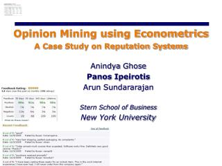 Opinion Mining using Econometrics A Case Study on Reputation Systems