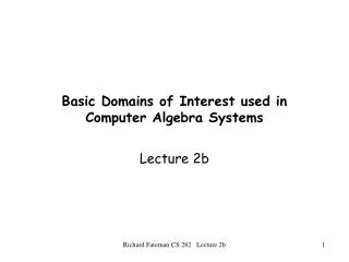 Basic Domains of Interest used in Computer Algebra Systems