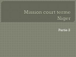 Mission court terme Niger
