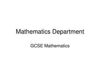 Mathematics Department