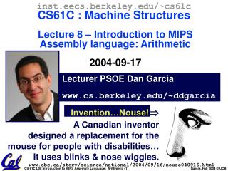 Lecturer PSOE Dan Garcia cs.berkeley/~ddgarcia