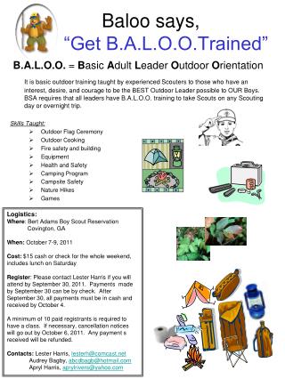 Baloo says, “Get B.A.L.O.O.Trained”