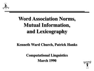 Word Association Norms, Mutual Information, and Lexicography