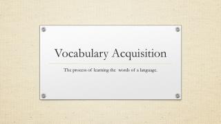 Vocabulary Acquisition