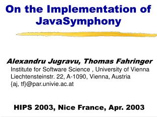 On the Implementation of JavaSymphony