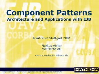 Component Patterns Architecture and Applications with EJB