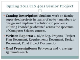Spring 2011 CIS 4911 Senior Project