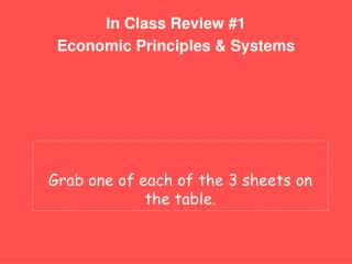 In Class Review #1 Economic Principles &amp; Systems