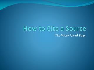 How to Cite a Source