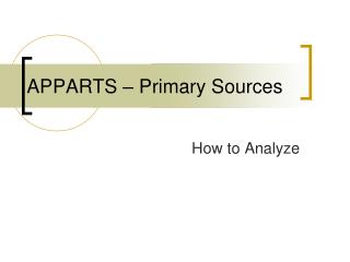 APPARTS – Primary Sources