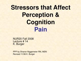 Stressors that Affect Perception &amp; Cognition Pain