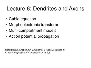 Lecture 6: Dendrites and Axons
