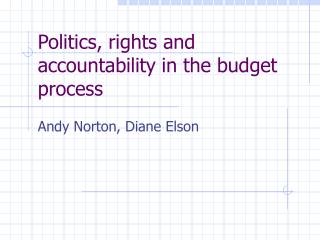 Politics, rights and accountability in the budget process