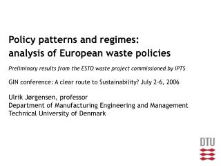 Policy patterns and regimes: analysis of European waste policies
