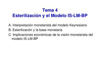 Tema 4 Esterilización y el Modelo IS-LM-BP