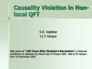 Causality Violation in Non-local QFT