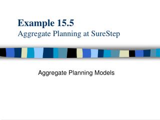 Example 15.5 Aggregate Planning at SureStep