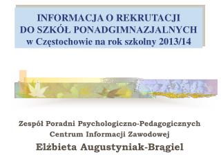Zespół Poradni Psychologiczno-Pedagogicznych Centrum Informacji Zawodowej