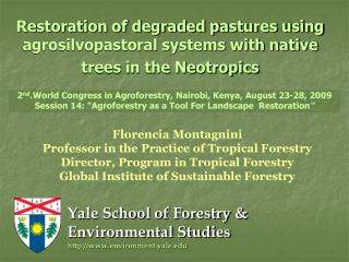 Florencia Montagnini Professor in the Practice of Tropical Forestry