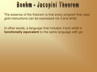 Boehm - Jacopini Theorem