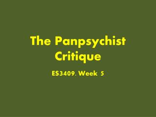 The Panpsychist Critique