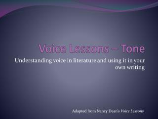 Voice Lessons – Tone