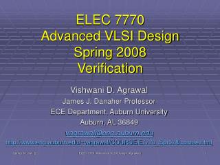 ELEC 7770 Advanced VLSI Design Spring 2008 Verification