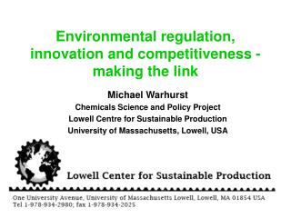 Environmental regulation, innovation and competitiveness - making the link