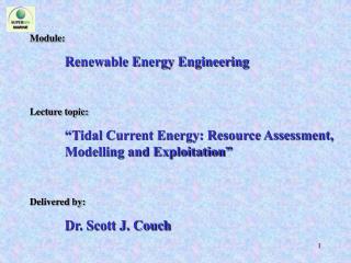 Module: Renewable Energy Engineering Lecture topic: