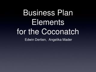 Business Plan Elements for the Coconatch