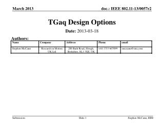 TGaq Design Options