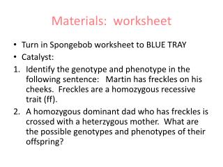 Materials: worksheet