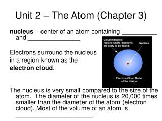 Unit 2 – The Atom (Chapter 3)