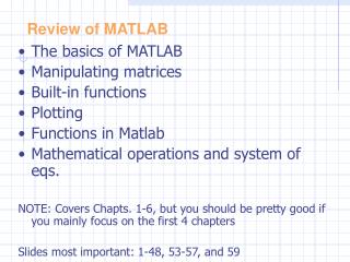 Review of MATLAB