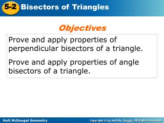 Prove and apply properties of perpendicular bisectors of a triangle.