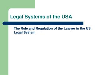 Legal Systems of the USA