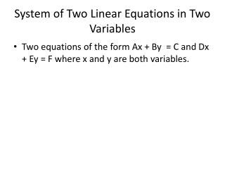 System of Two Linear Equations in Two Variables