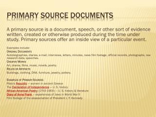 Primary source Documents