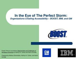 In the Eye of The Perfect Storm: Organizations Creating Accessibility – BOOST, IBM, and GM